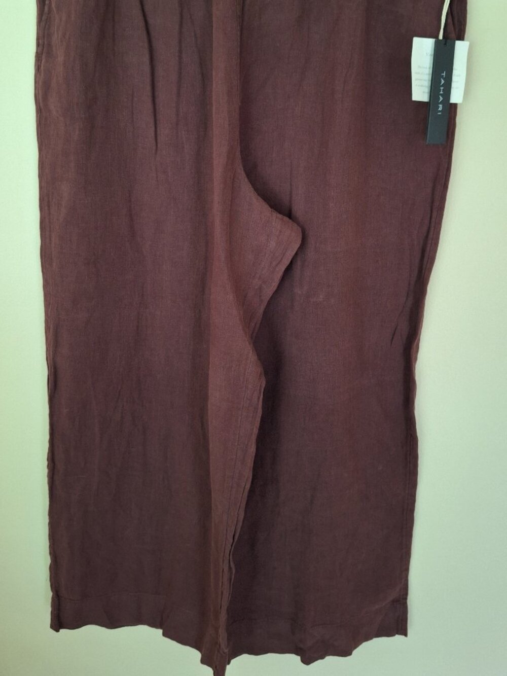 NWT Tahari 100% Linen Brown 2 Pocket Pant Women XL - Picture 3 of 9